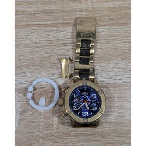 Invicta Men’s Gold Tone Chronograph Watch For Parts or Repair broken